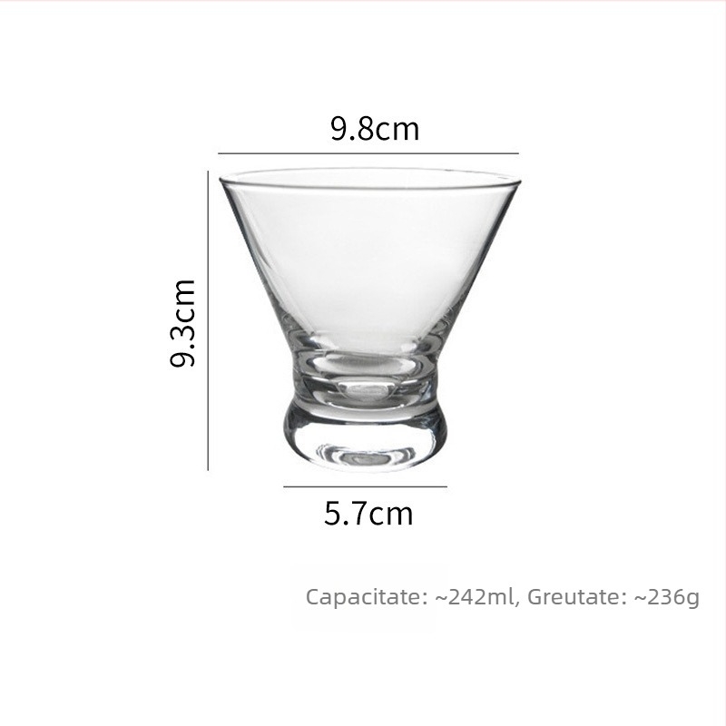 Pahar de desert din sticlă obișnuită, stil lux lejer, construcție cu un singur strat, potrivit pentru bar, personalizare disponibilă