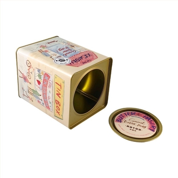 Cutie pătrată din tablă pentru biscuiți cu unt, personalizabilă, pentru ambalarea alimentelor, imprimare cu adeziv