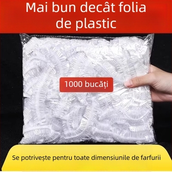 Acoperire din folie alimentară de unică folosință, stil căciulă de duș cu elastic, antibacterian, pentru resturi de mâncare, rezistentă la -60°C până la 100°C