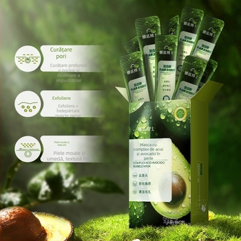 Dr. Naran Mască cu bule de avocado pe bază de nămol – Hidratare, Curățare profundă, Îndepărtarea punctelor negre