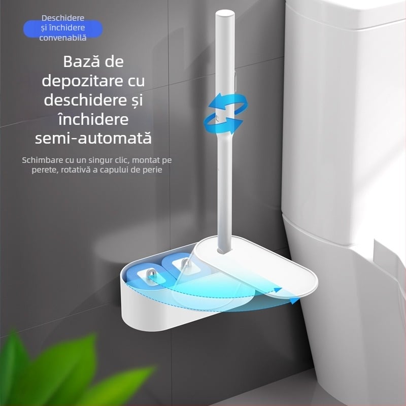 Set perie de toaletă montat pe perete, de unică folosință, din plastic, 1 bucată, greutate 0,5