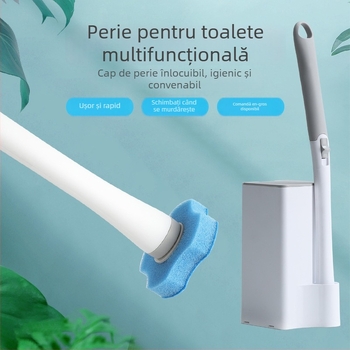Perie WC de unică folosință, montată pe perete, cu auto-curățare, bază din plastic și mâner, capete de schimb