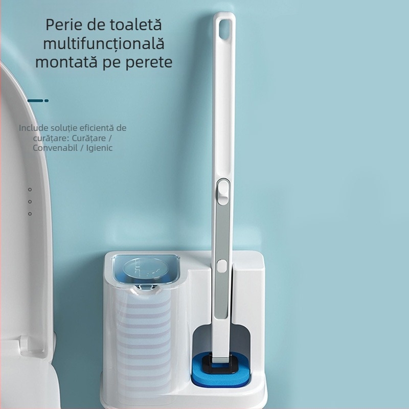 Perie de toaletă de unică folosință, montată pe perete, mâner lung, set pentru uz casnic, din plastic
