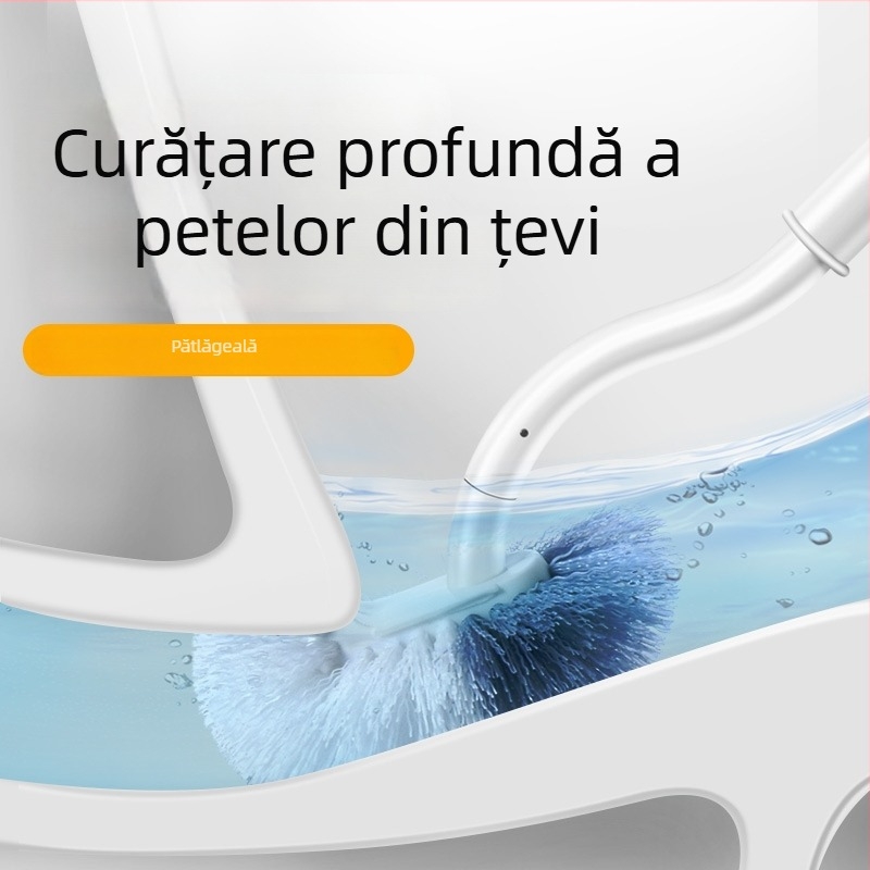 Perie de toaleta în stil japonez, cu mâner lung, peri moi, montaj pe perete cu bază