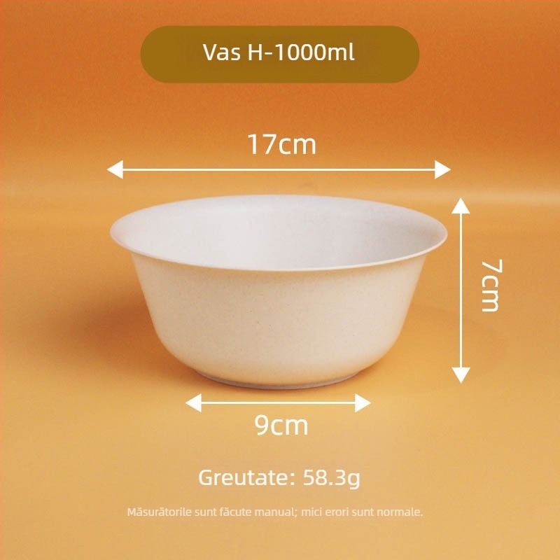 Vas de unică folosință din coji de orez și plastic PP, corp îngroșat, ambalaj 500 bucăți, capacitate 250/350/500 ml, biodegradabil