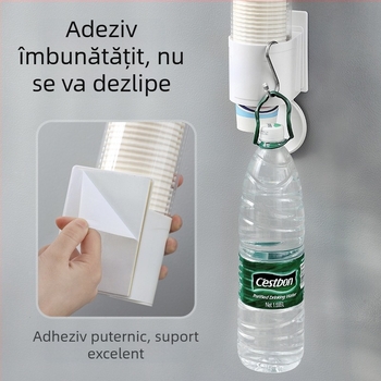 Suport pentru pahare montat pe perete, ABS, instalare fără găuri, stil modern minimalist, dimensiuni mici/mari