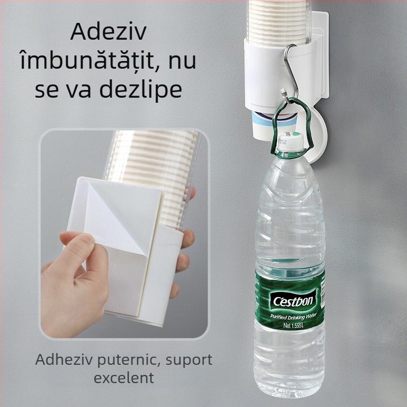 Suport pentru pahare montat pe perete, ABS, instalare fără găuri, stil modern minimalist, dimensiuni mici/mari