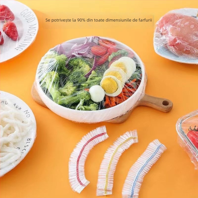 Foliei de conservare a prospețimii alimentelor – de unică folosință, pentru uz casnic (Brand: YUNQIE; Material: PE; 1 buc.; Ambalare: 100 pungi/cutie; Durată de valabilitate: 36 de luni)