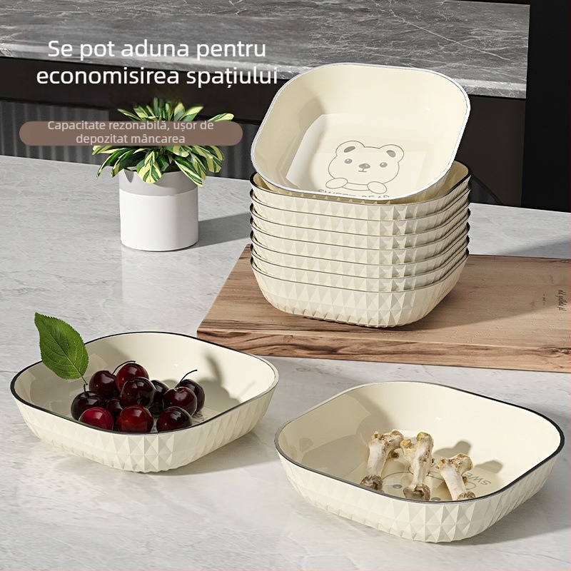 Farfurie de gustări din plastic, pătrată - Stil simplu, Stil nou chinezesc, pentru adulți