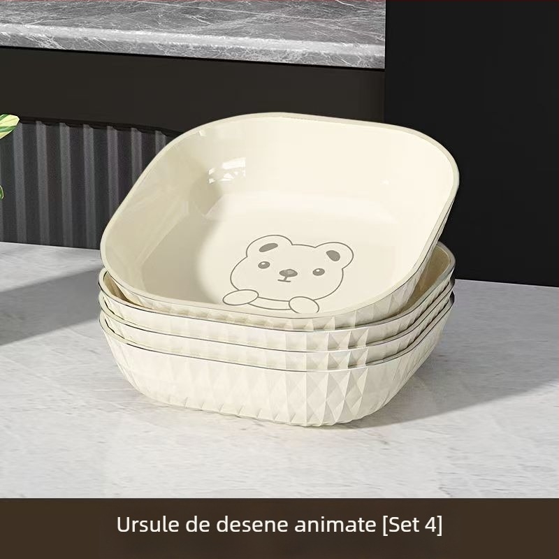 Farfurie de gustări din plastic, pătrată - Stil simplu, Stil nou chinezesc, pentru adulți