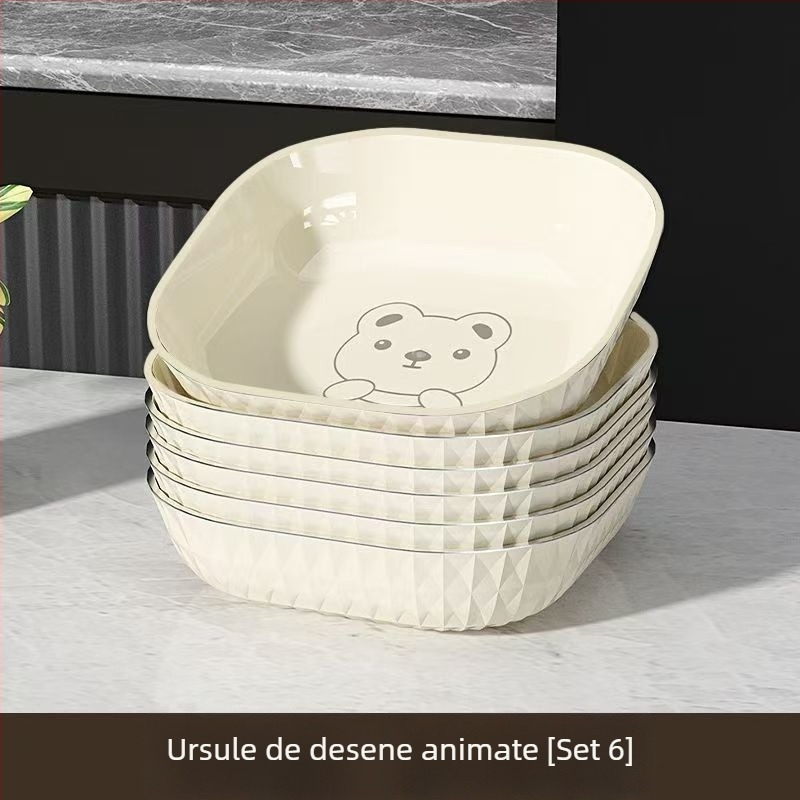 Farfurie de gustări din plastic, pătrată - Stil simplu, Stil nou chinezesc, pentru adulți