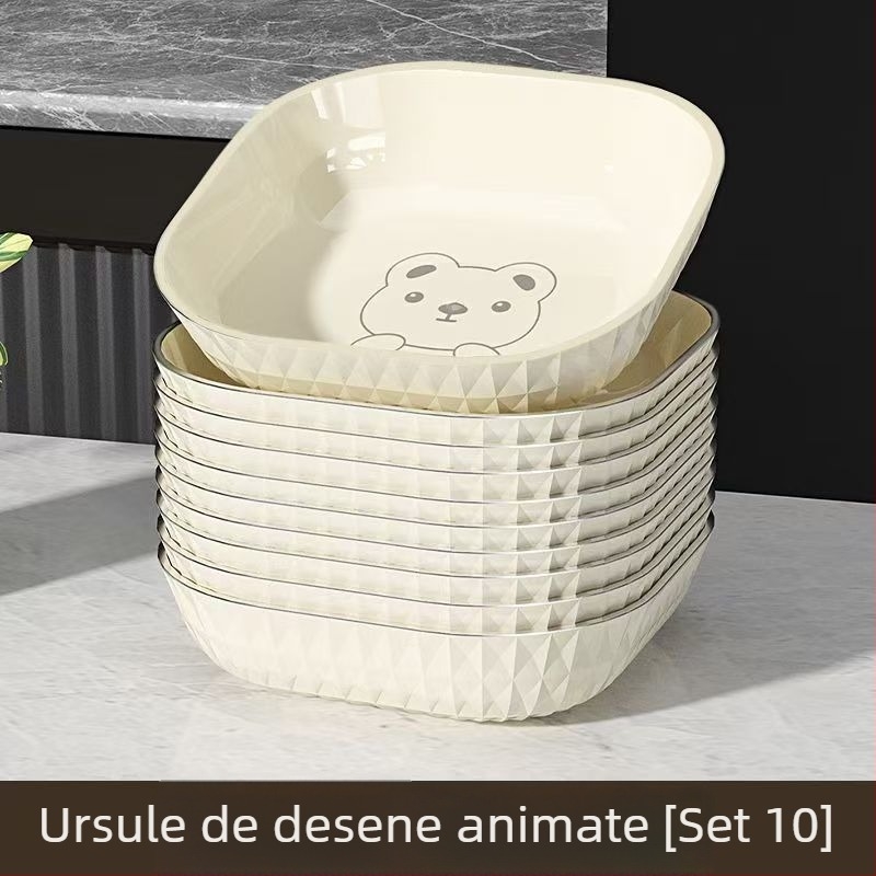 Farfurie de gustări din plastic, pătrată - Stil simplu, Stil nou chinezesc, pentru adulți