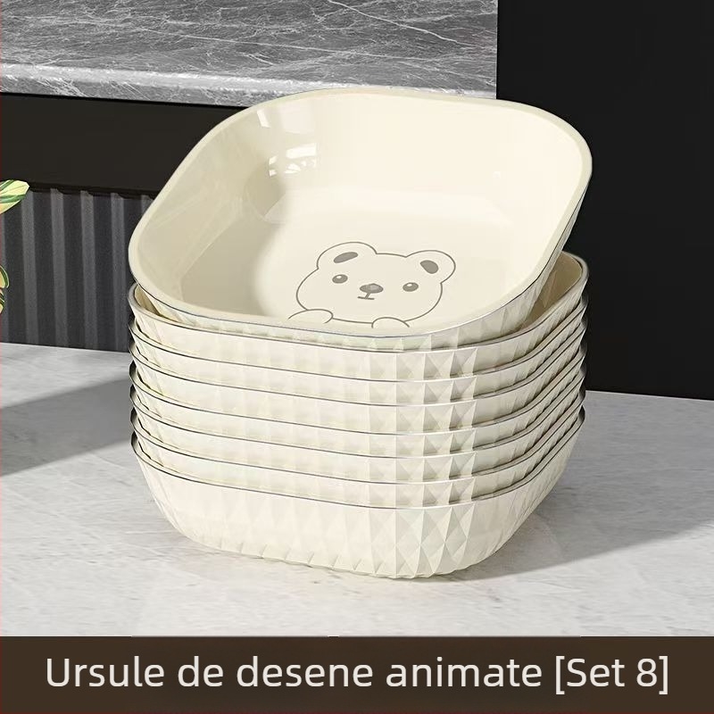 Farfurie de gustări din plastic, pătrată - Stil simplu, Stil nou chinezesc, pentru adulți