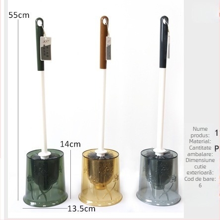 Jiayi 1276 Perie pentru toaletă cu bază rotundă din cristal, din plastic, 1 bucată, ambalaj carton