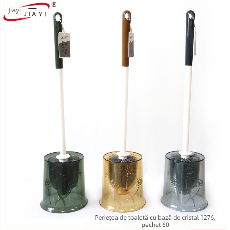 Jiayi 1276 Perie pentru toaletă cu bază rotundă din cristal, din plastic, 1 bucată, ambalaj carton