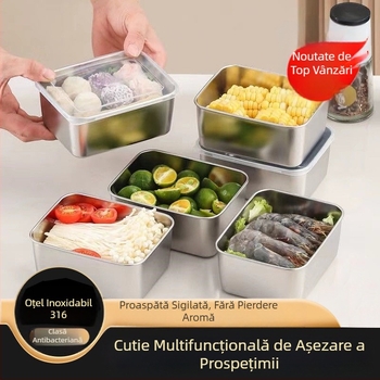 Cutie de păstrare din oțel inox 316 cu capac, dreptunghiulară, izolare termică, 501-800 ml