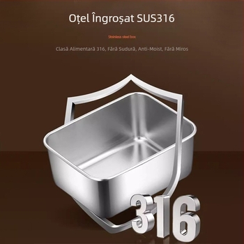 Cutie de păstrare din oțel inox 316 cu capac, dreptunghiulară, izolare termică, 501-800 ml