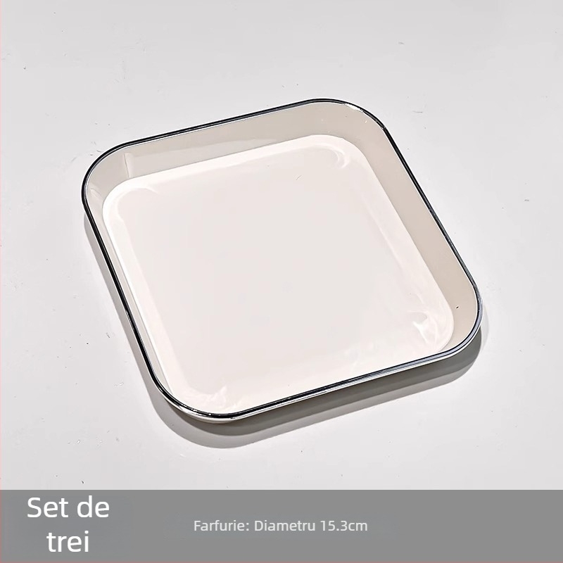 Farfurie din plastic pentru oase – model monocrom, formă cu patru direcții, stil modern minimalist, imprimare logo disponibil