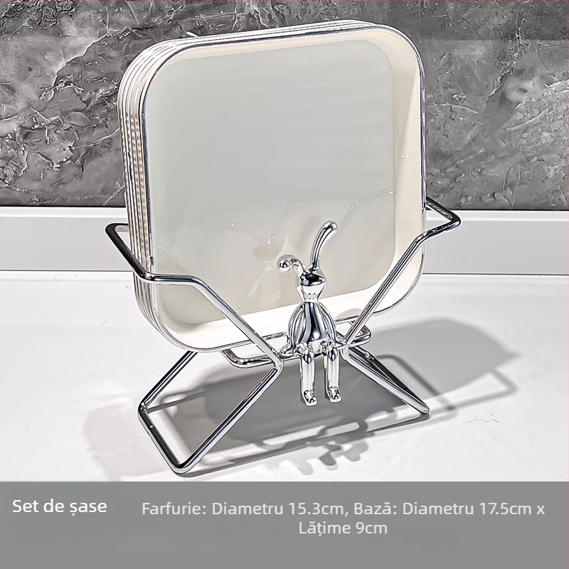 Farfurie din plastic pentru oase – model monocrom, formă cu patru direcții, stil modern minimalist, imprimare logo disponibil