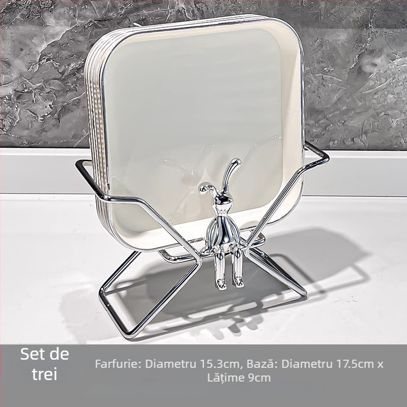 Farfurie din plastic pentru oase – model monocrom, formă cu patru direcții, stil modern minimalist, imprimare logo disponibil