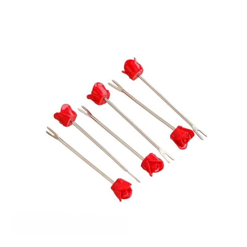 Set de furculițe pentru fructe - model desen animat, stil proaspăt și drăguț, brand Eumenie, material: viscoză