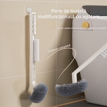 Perie de toaletă montată pe perete, cap siliconic, mâner din plastic, bază inclusă, montaj fără găuri