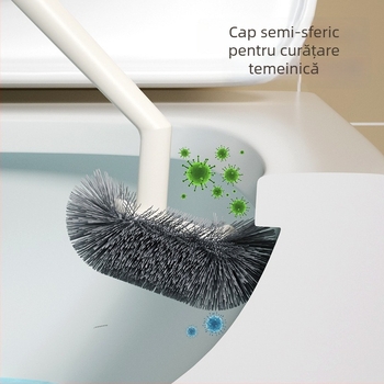 Perie de toaletă montată pe perete, cap siliconic, mâner din plastic, bază inclusă, montaj fără găuri