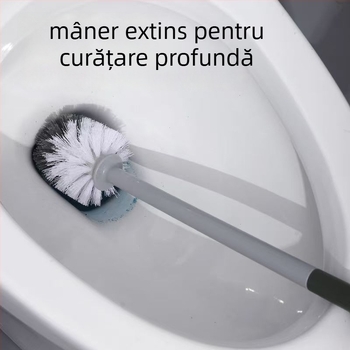 Perie de toaletă cu cap rotund – din plastic, mâner antiderapant, 127 g, 1 buc