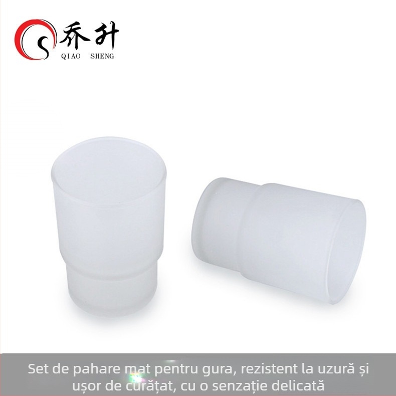 Qiao sheng 201 oțel inoxidabil, suport montat pe perete pentru pahare de periuțe de dinți cu două pahare din sticlă, luciu oglindă, stil modern minimalist