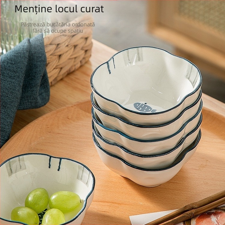 Vas de sos din porțelan, stil japonez, formă neregulată, suprafață pictată manual, model 69850