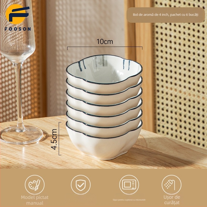 Vas de sos din porțelan, stil japonez, formă neregulată, suprafață pictată manual, model 69850