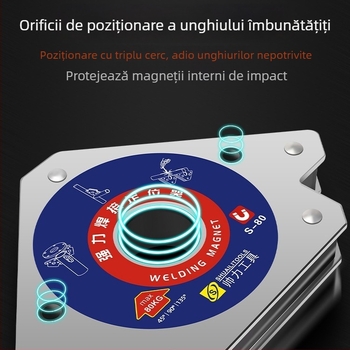 Poziționator triunghiular pentru sudură cu priză magnetică puternică, unghiuri drepte și înclinate, fixare în mai multe unghiuri