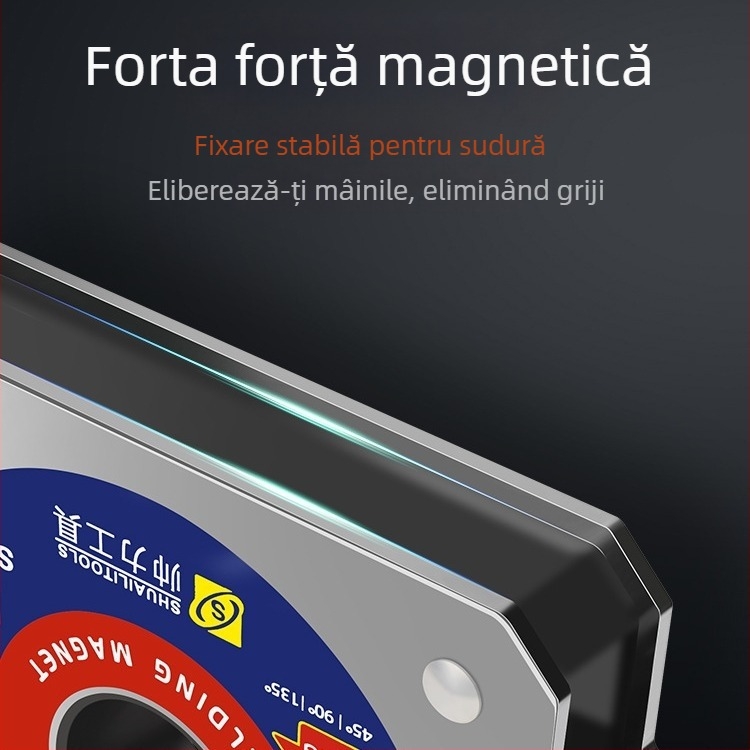 Poziționator triunghiular pentru sudură cu priză magnetică puternică, unghiuri drepte și înclinate, fixare în mai multe unghiuri