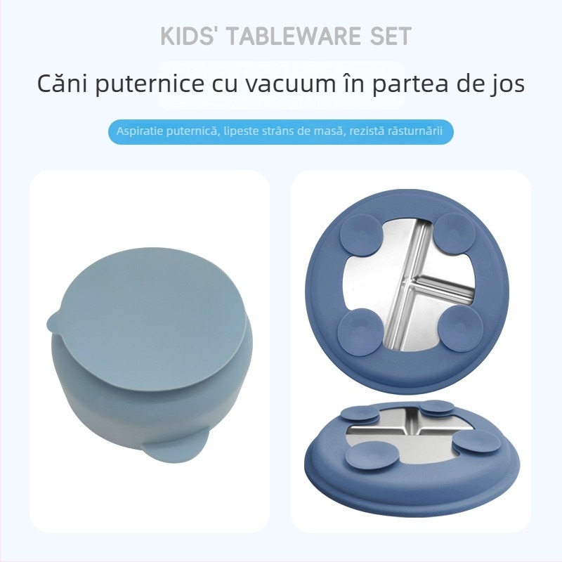 Ginrei set de masă din silicon pentru copii — șase piese, silicon de calitate alimentară, pentru bebeluși de la 3 luni