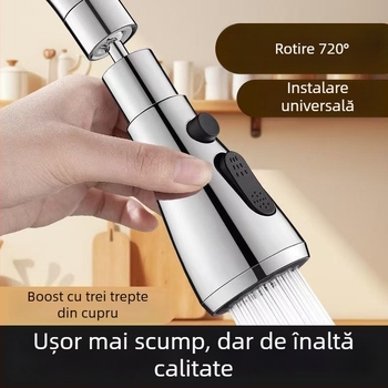 Extender de robinet cu protecție împotriva stropilor, pentru chiuveta din bucătărie, cu articulație universală și extindere, compatibil cu modelul 2024070301