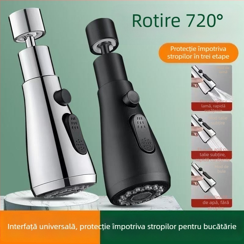 Extender de robinet cu protecție împotriva stropilor, pentru chiuveta din bucătărie, cu articulație universală și extindere, compatibil cu modelul 2024070301