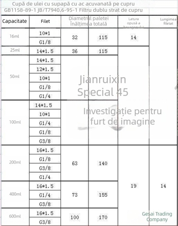 Cupă de ulei cu ventil de ac pentru scule, placată cu cupru, filete G1/4, G1/8, G3/8