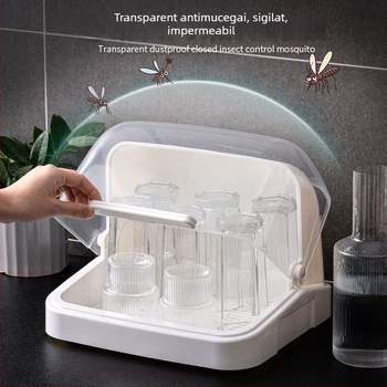 Cutie de depozitare pentru birou din plastic cu capac și tavă de drenaj anti-praf, model 3136, capacitate 35 L