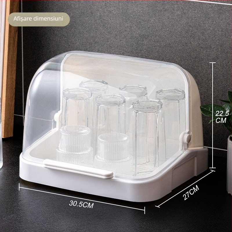 Cutie de depozitare pentru birou din plastic cu capac și tavă de drenaj anti-praf, model 3136, capacitate 35 L