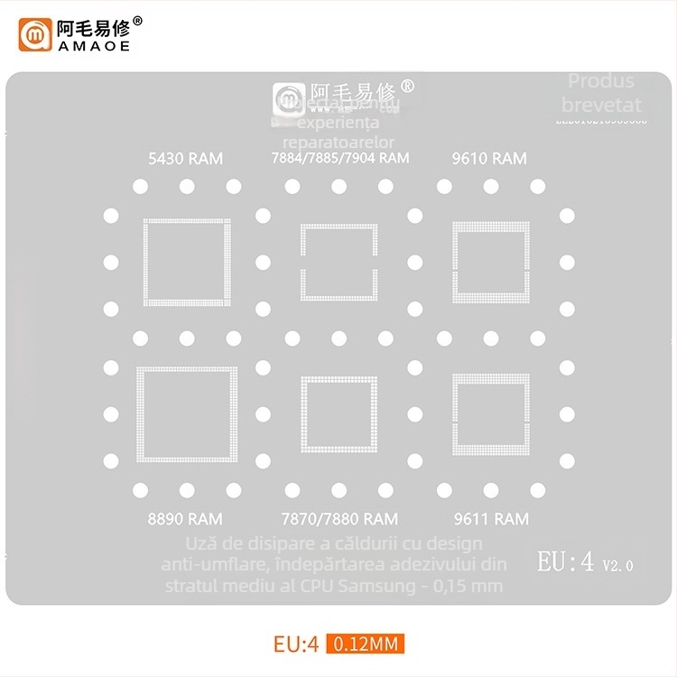 Set din plasă metalică pentru lipire bile din seria Samsung – plasă de acoperire cu tin, origine Shenzhen, brand Amao Easy Repair