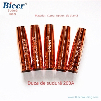 Duză protectoare 200A pentru sudură CO2, cupru lustruit, compatibilă cu pistoale de sudură 180A-200A, Brand Bieer