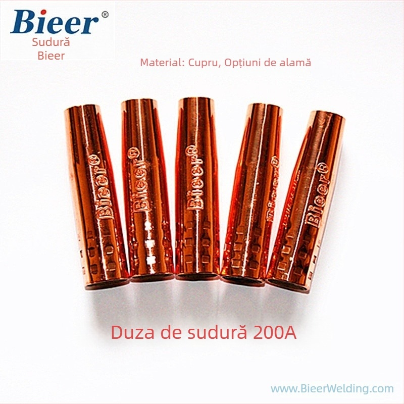 Duză protectoare 200A pentru sudură CO2, cupru lustruit, compatibilă cu pistoale de sudură 180A-200A, Brand Bieer