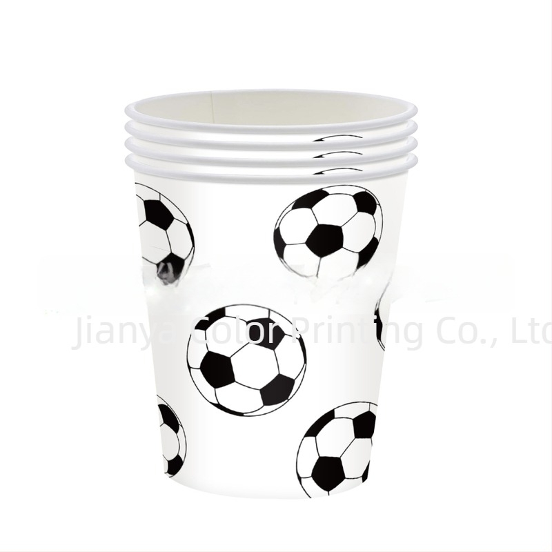 Set de veselă pentru petrecere cu temă Cupa Mondială la fotbal: pahare de hârtie, farfurii de hârtie și față de masă pentru copii (Material: Hârtie; Brand: Ya Cai; Temă: Cupa Mondială; Conținut: pahare, farfurii, față de masă)