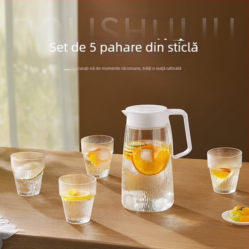 Set Nordic din sticlă rezistentă la căldură pentru apă rece, 5 piese cu pahare