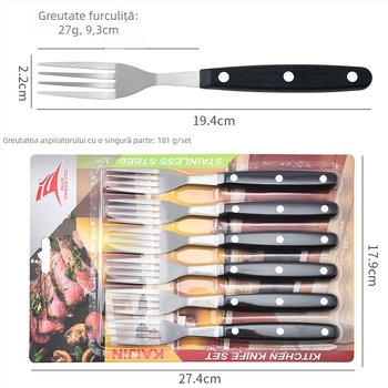 Set de 6 furculițe din oțel inoxidabil 2Cr13, finisaj oglindit, stil modern simplu