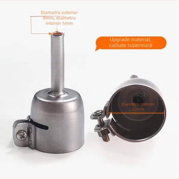 Accesorii pentru pistol de sudură cu aer cald pentru plastic – oțel inoxidabil 316, duză de sudură rotundă standard, temperatură de lucru 500°C, debit de aer 13,8 m3/h