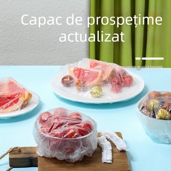 Acoperire din plastic alimentar, de unică folosință pentru depozitare în frigider – capac pentru bol cu etanșare elastică; marca Yajies; temperatură de funcționare: -60°C până la 140°C; destinație: uz casnic