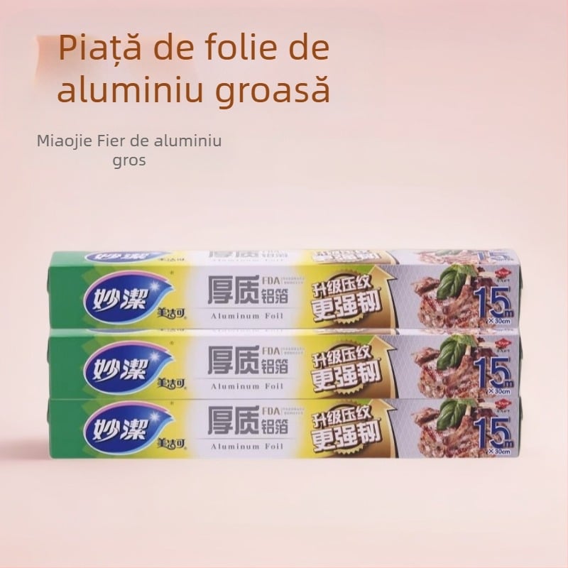 Miaojie Hârtie de copt din folie de aluminiu îngroșată, 8011-O, compatibilă cu microundele, pentru cuptor și friteuză cu aer