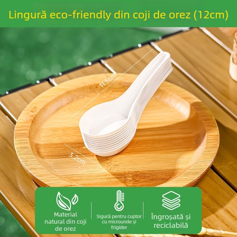 Set de veselă plastică de unică folosință, vase rotunde și farfurii, grosime 0.75 mm, capacitate 1 porție