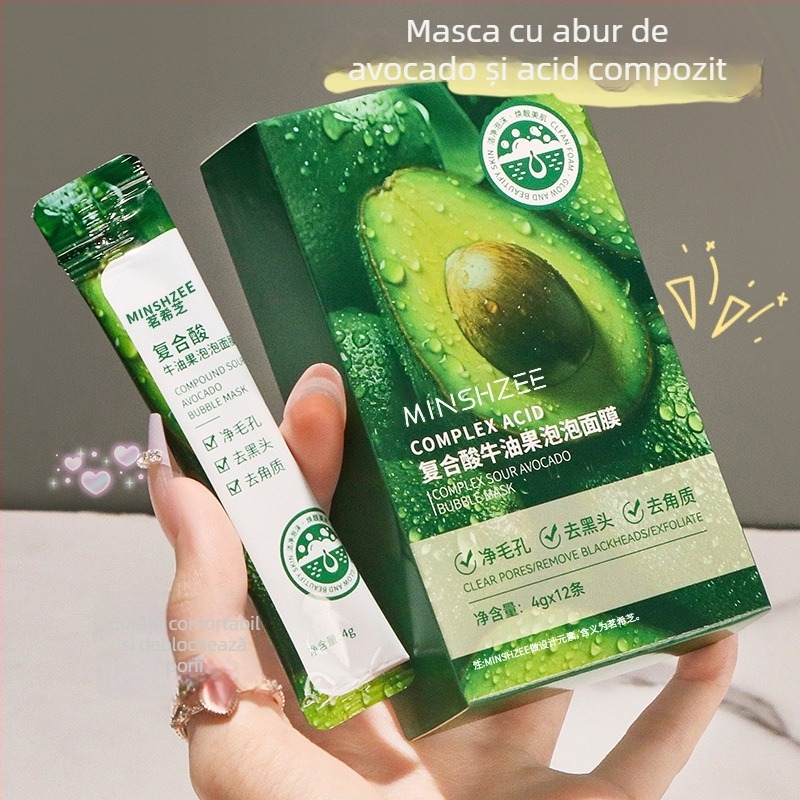 Mască cu bule pentru față – mască cremă-gel, exfoliere, îndepărtare puncte negre, curățare profundă; potrivită pentru toate tipurile de ten; durată de valabilitate 3 ani